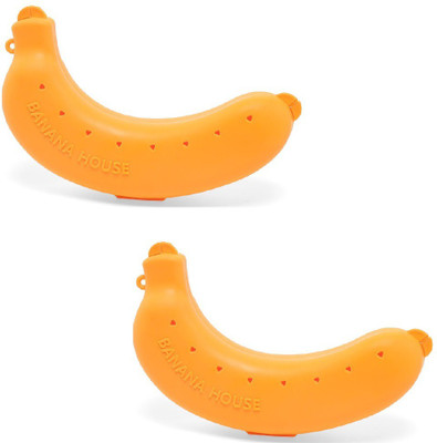 combika Banana Case Plastic Banana Food Storage 2 Containers Lunch Box(100 ml)