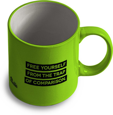 Tee Mafia Fluorescent Green Glossy with Print Ceramic Coffee Mug(330 ml)