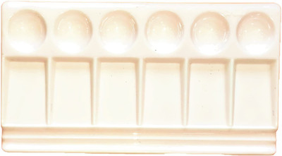KHUSHA CREATIONS Plastic 12 Paint Wells Palettes(Set of 1, White)