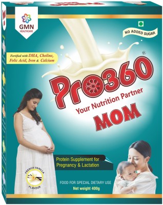 PRO360 MOM Protein Powder for Healthy Pregnancy and Breastfeeding - French Vanilla 400gm Protein Shake(400 g, French Vanilla)