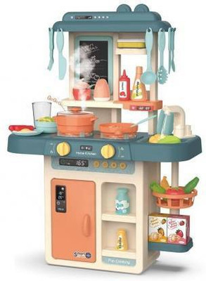meeraenterprise 42 Pcs Accessories Pretend Play Kitchen Set with Realistic Light and Sound Kitchen