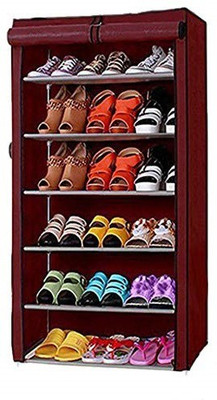 Dewberries 6 Layer Multi Utility Collapsible Shoe Rack With Cover Plastic Collapsible Shoe Stand(6 layer, 6 Shelves, DIY(Do-It-Yourself))