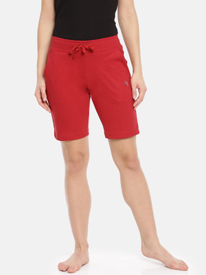 Macrowoman W-Series Solid Women Red Regular Shorts