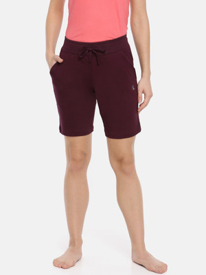 Macrowoman W-Series Solid Women Maroon Regular Shorts