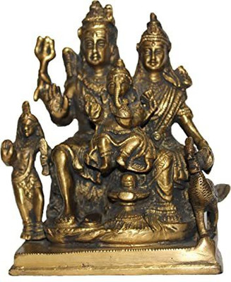 PUCHCHI Shiv Parivar Decorative Showpiece  -  16 cm(Brass, Gold)