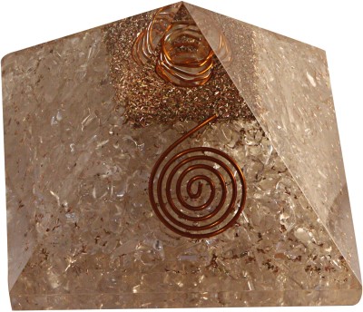 VASTU-SAMADHAN VASTU SAMDHAN Natural Crystal Clear Quartz ORGAN Pyrmid ( Organite Pyramid Stone ) - 3 INCH Decorative Showpiece  -  10 cm(Crystal, Brown)