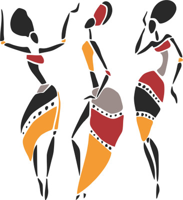nirmal décor 56 cm Three Girls With Dancing Pose Magnetic Sticker(Pack of 1)