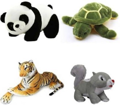 GOD GIFT GALLERY soft toy panda and tiger and squirrel and Green cute Tortoise - Multicolor  - 35.2 cm(Multicolor)