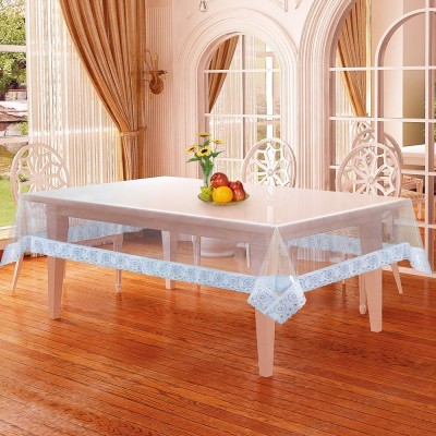 Fancy Walas Self Design 6 Seater Table Cover(White, PVC)