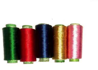 KHUSHA CREATIONS multicolor Thread(700 m Pack of5)