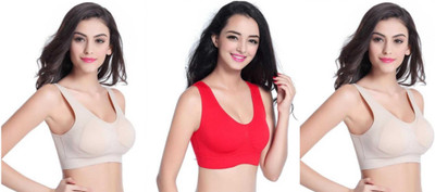 Monali Hosiery Women Sports Non Padded Bra(Beige, Red, Beige)