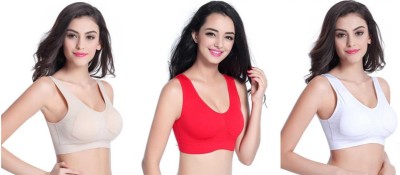 LX PRODUCTS Women Sports Non Padded Bra(Beige, Red, White)