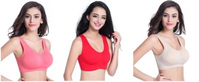 LX PRODUCTS Women Sports Non Padded Bra(Pink, Red, Beige)