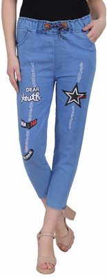 Diamond Look Jogger Fit Women Light Blue Jeans