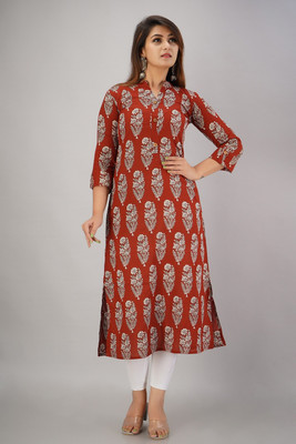 SVARCHI Women Printed Straight Kurta(Pink, Grey)