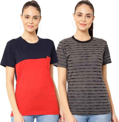 VIMAL JONNEY Printed Women Round Neck Multicolor T-Shirt