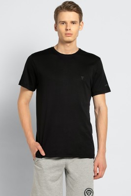 VAN HEUSEN Solid Men Round Neck Black T-Shirt