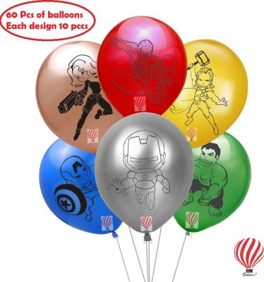 PartyballoonsHK Printed Spider-Man Balloon, Cartoon Avengers Balloon, Birthday Party Supply, Children's Party Decoration, Marvel Balloons, Superhero Latex Balloons. (Avengers Themed Printed Balloons Pack of 60) Balloon(Multicolor, Pack of 60)