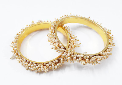 rayie collection Mother of Pearl Gold-plated Bangle Set(Pack of 2)