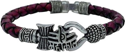 Shiv Jagdamba Brass, Leather Silver Coated Bracelet