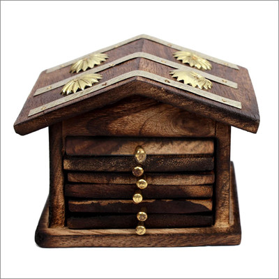 Voody Square Reversible Wood Coaster Set(Pack of 6)