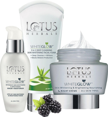 LOTUS Herbals The Whitening Glow Kit ( Serum _ 30 ml + Facial Foam_ 100 gm + Night Crème _ 60 gm )(3 Items in the set)