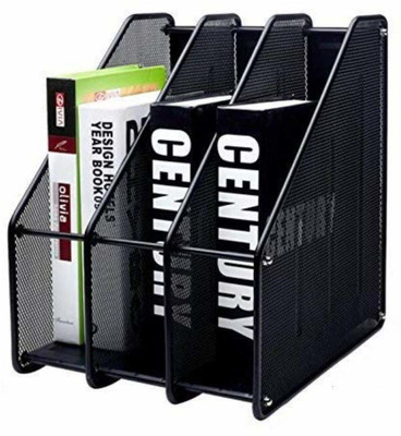 Stuti 3 Compartments Steel Metal Document Holder(Black)