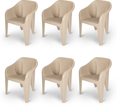 Supreme Futura for Home& Garden Plastic Outdoor Chair(Beige, Set of 6, Pre-assembled)