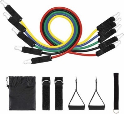 Shopeleven 11pcs set Pull Rope Fitness Exercises Resistance Bands Latex Tubes Resistance Tube Resistance Tube(Multicolor)