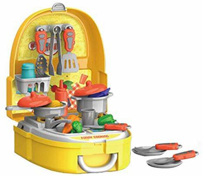 Jugutoz 2 in 1 Backpack Little Chef Kids Kitchen Play Set with Light & Sound Cooking Kitchen Set Play Toy (School Bag Kitchen)