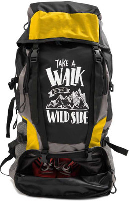 Trunkit High Quality Water Resistance Trekking Hiking Travel Bag With Shoe Compartment Rucksack - 55 L(Black, Yellow)