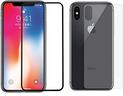 ELEF Front and Back Tempered Glass for Apple iphone X Front 11D Full Glue Tempered and Back Flexible Guard (Trink)(Pack of 2)