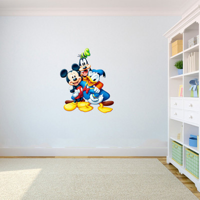 Techfit 55 cm Wall Decal Sticker Mickey Goofy Donald - 2 Self Adhesive Sticker(Pack of 1)