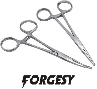 Forgesy HEMOSTATIC FORCEP STRAIGHT AND CURVED 7'' Hemostats Forceps