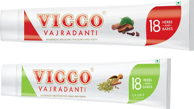 VICCO VAJRADANTI PAST 200G & VAJRADANTI PAST IN SAUNF FLAVOUR 160G Toothpaste (200g+160g) Toothpaste(360 g, Pack of 2)