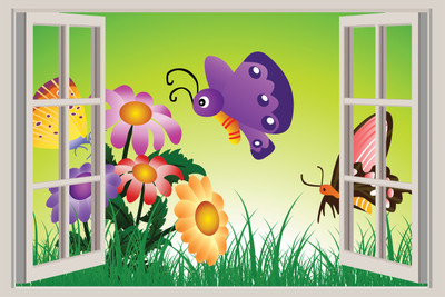 COLOR SOLUTION Vinyl Animation & Cartoons Multicolor Wallpaper(L x W: 90 cm x 60 cm)