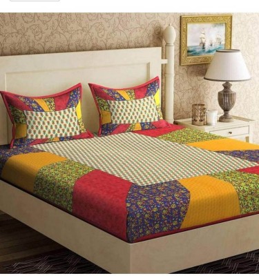 Sapna Enterprises 144 TC Cotton Double Printed Flat Bedsheet(Pack of 1, Multicolor)