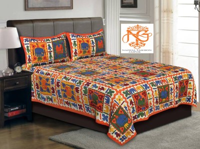 Aranatha Enterprises 151 TC Cotton Double Animal Flat Bedsheet(Pack of 1, Orange)