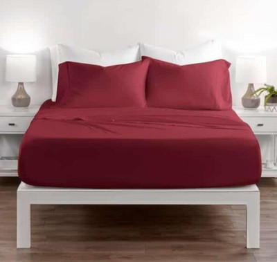 Cazimo 180 TC Polyester Double Solid Flat Bedsheet(Pack of 1, Maroon)