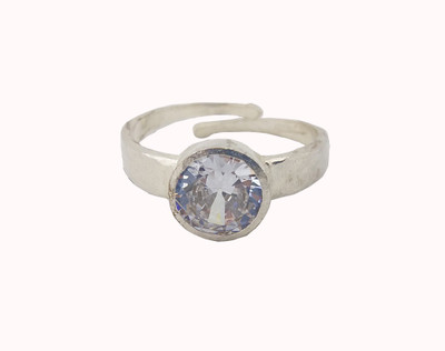 prateek enterprises PRATEEK ENTERPRISES NATURAL AND CERTIFIED ZIRCON SILVER PLATED RING Brass Zircon Silver Plated Ring