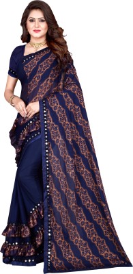 Luximal Printed Bollywood Lycra Blend Saree(Blue)