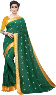 APERA Embroidered Daily Wear Art Silk Saree(Dark Green)