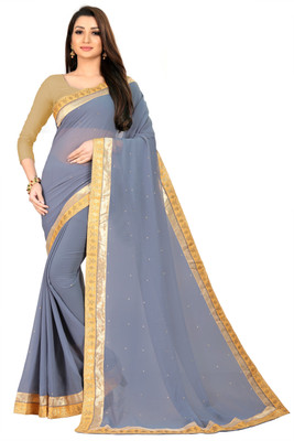 Om Sai Creation Solid/Plain Bollywood Georgette Saree(Grey)