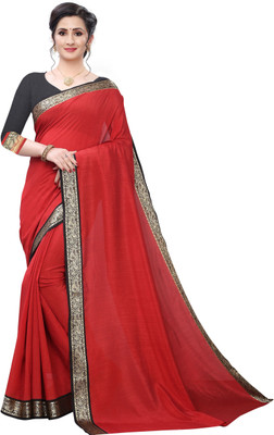 APERA Solid/Plain Bollywood Art Silk Saree(Red)