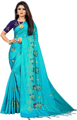 Vartul Enterprise Self Design Bollywood Art Silk Saree(Light Blue)