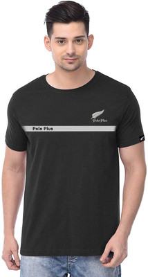 Polo Plus Printed Men Round Neck Black T-Shirt
