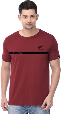 Polo Plus Printed Men Round Neck Maroon T-Shirt