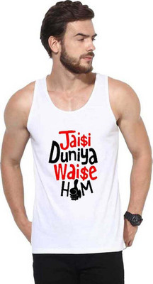 SK SMART COLLECTION Typography Men Round Neck White T-Shirt