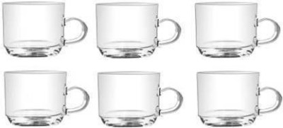 Toy Street Pack of 6 Glass Pack of 6 Glass New Design Tea & Coffee Cup set Deli Piece 210 ml (Clear)(Clear, Cup Set)