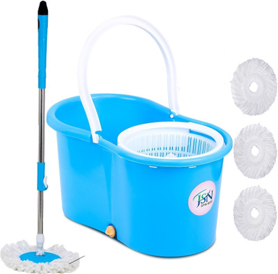 JSN Magic Spin Floor Cleaning Mop With 4 Microfiber Mop Set(Blue)